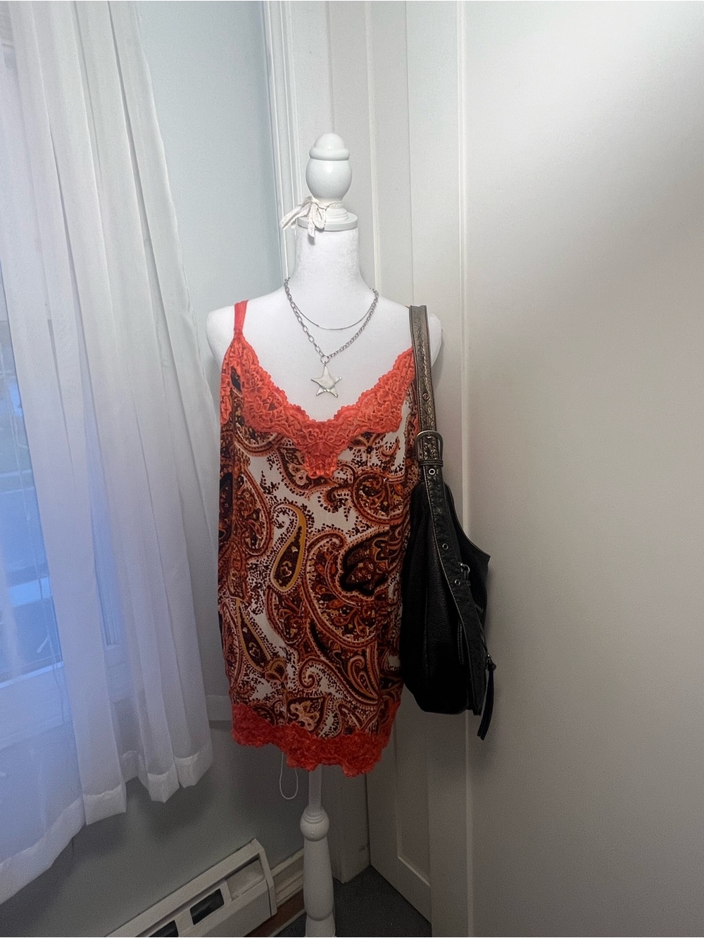 Lane Bryant Coral Lace-Trim Paisley Camisole